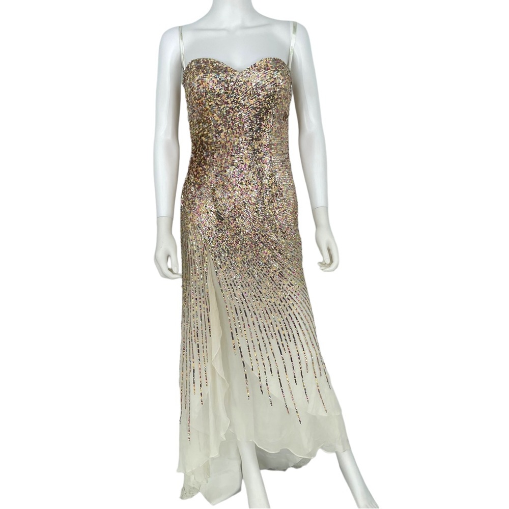 Terani Couture Gold Multi-Colored Beaded Gown
